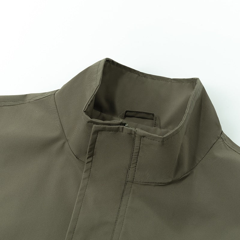 [Herren Oversize Utility Bomberjacke mit hohem Kragen und Rippbündchen Drune]