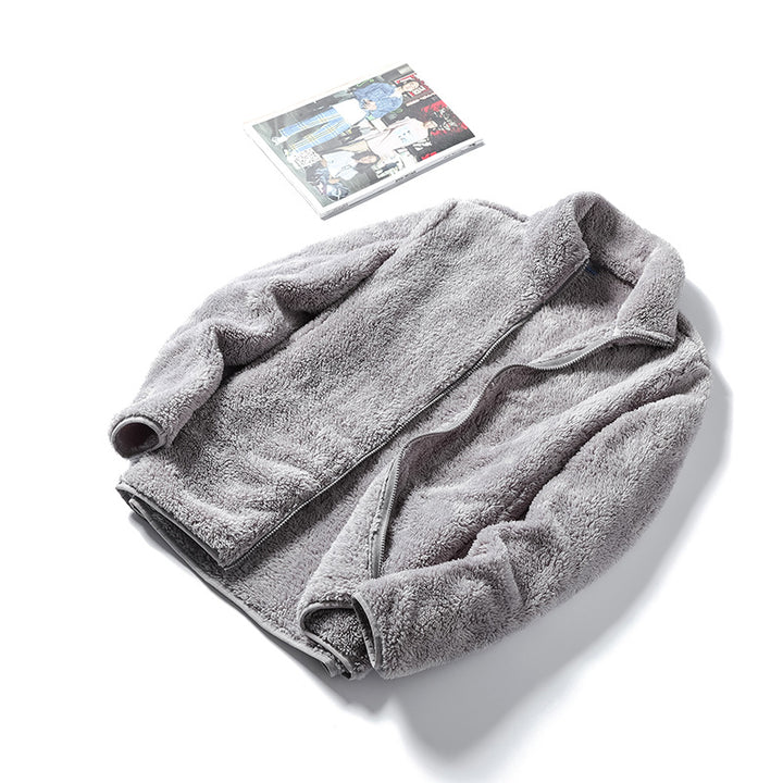 Damen Kuschelige Teddy-Fleecejacke mit Stehkragen und verdecktem Reißverschluss Drune