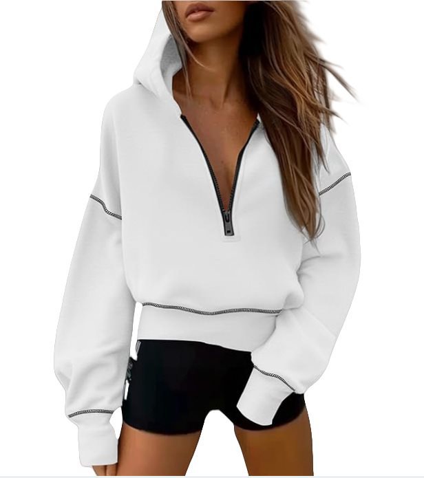 Damen lässiger Hoodie mit goldenen Akzenten und hohem Kragen Drune