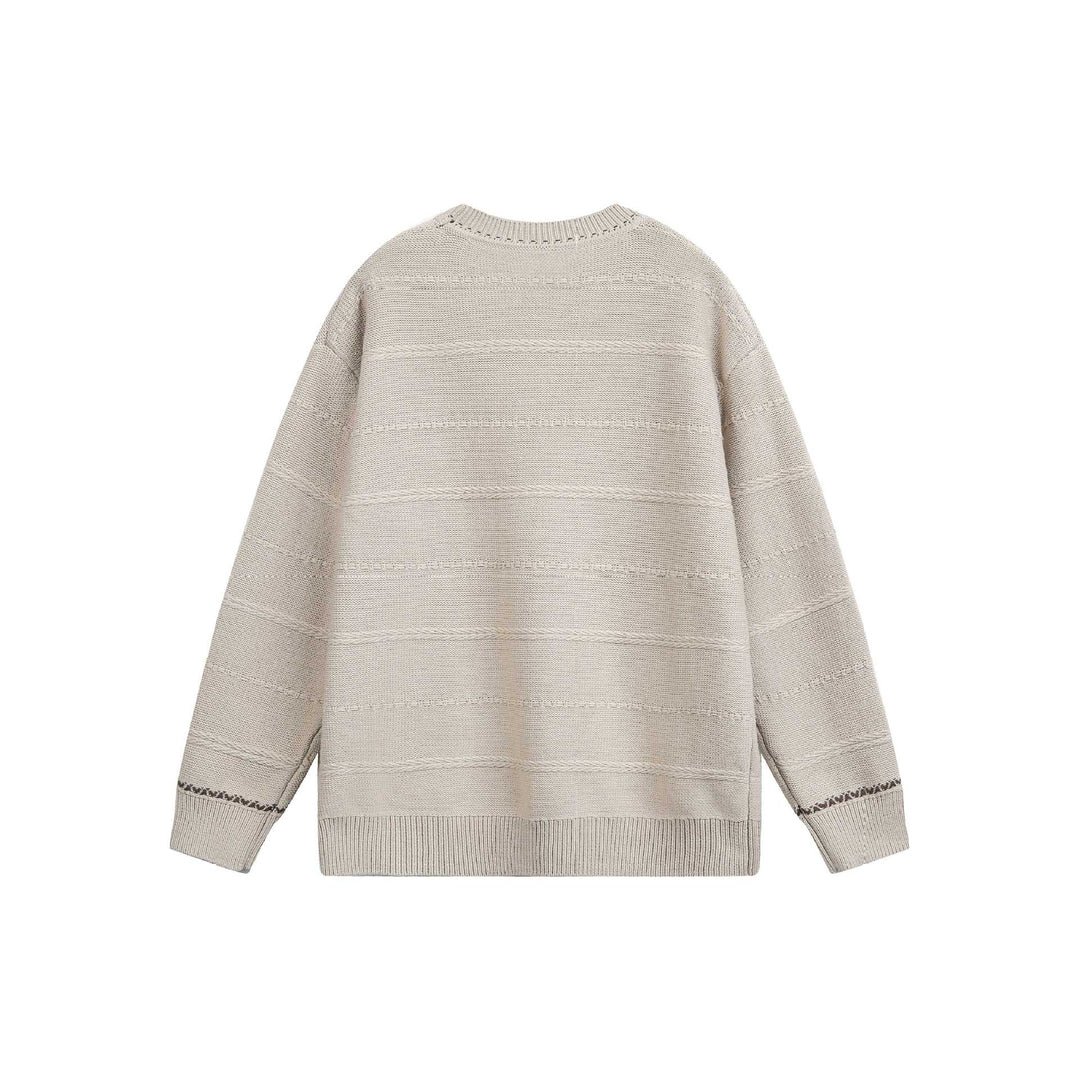 Damen Oversize-Strickpullover mit Strukturstreifen und Rundhalsausschnitt Drune