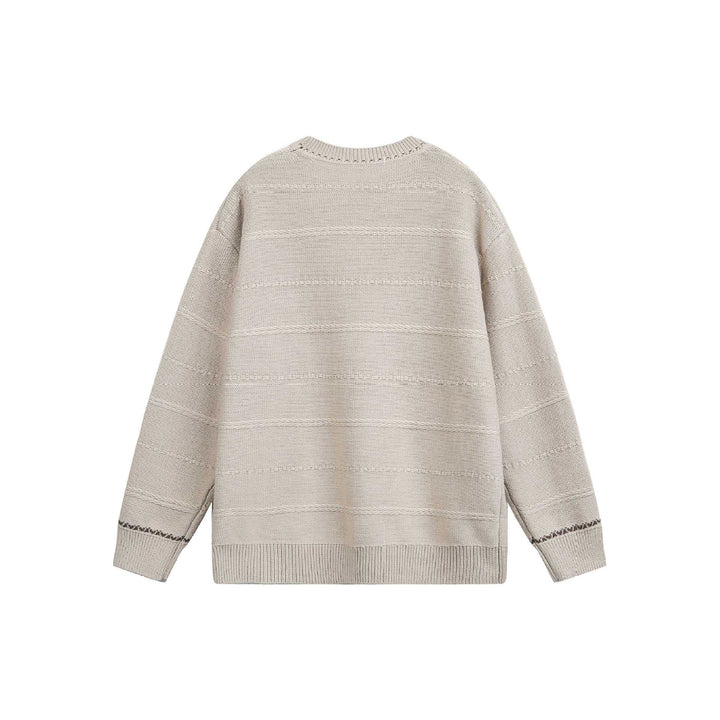 Damen Oversize-Strickpullover mit Strukturstreifen und Rundhalsausschnitt Drune