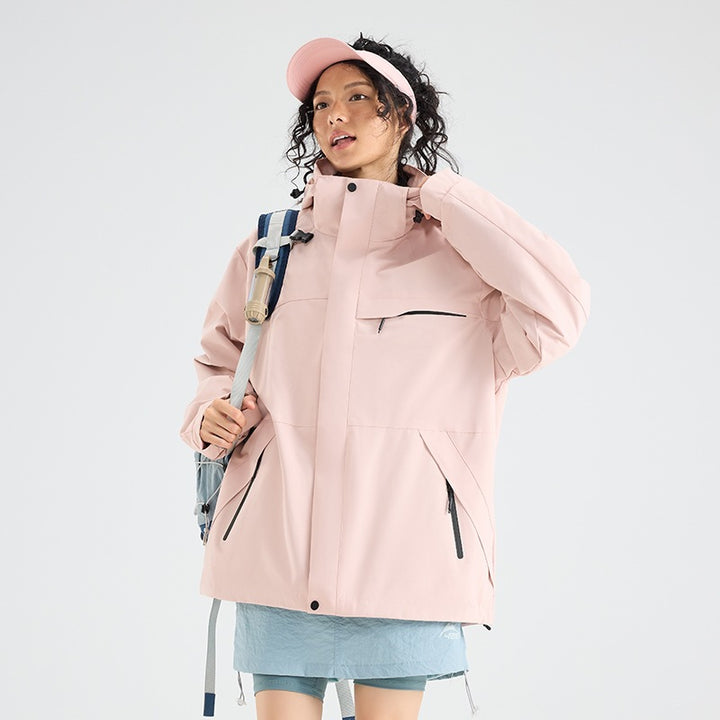 Herren Wasserdichte Outdoor-Softshelljacke mit Kapuze, hohem Stehkragen & Reißverschlusstaschen Drune