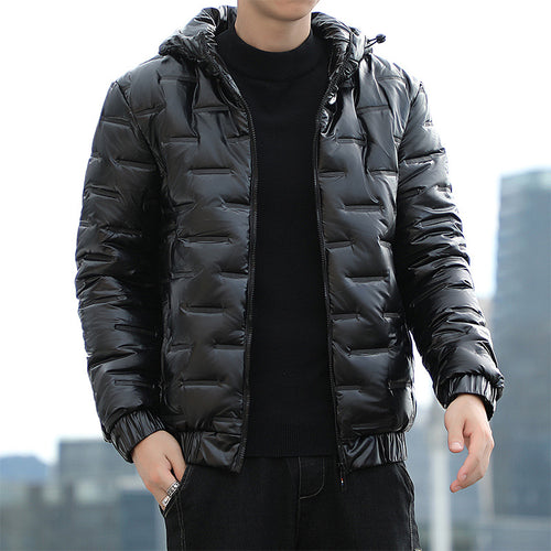 Herren Leichte gesteppte Kapuzen‑Steppjacke mit glänzender Oberfläche und elastischen Bündchen Drune