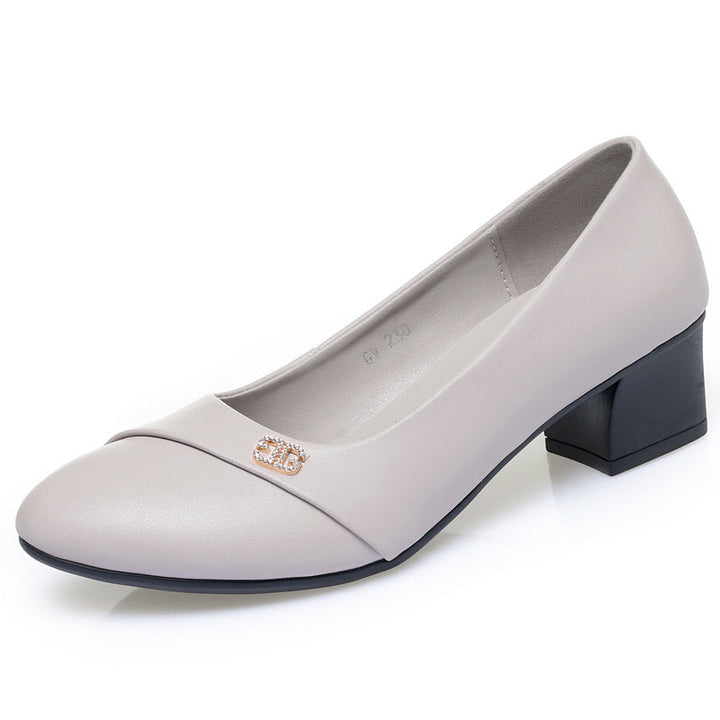 Damen elegante Pumps mit komfortablem Blockabsatz und modischem Schmuckdetail Drune