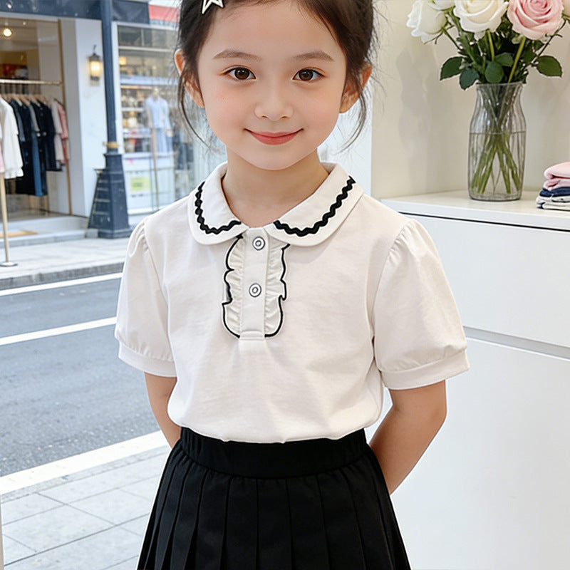 Mädchen modische Bluse mit Rüschendetails Drune