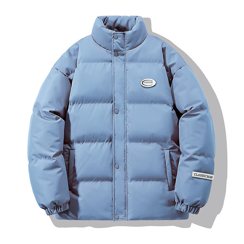Unisex Wattierte City-Pufferjacke mit hochschließendem Stehkragen und verdeckter Druckknopfleiste Drune