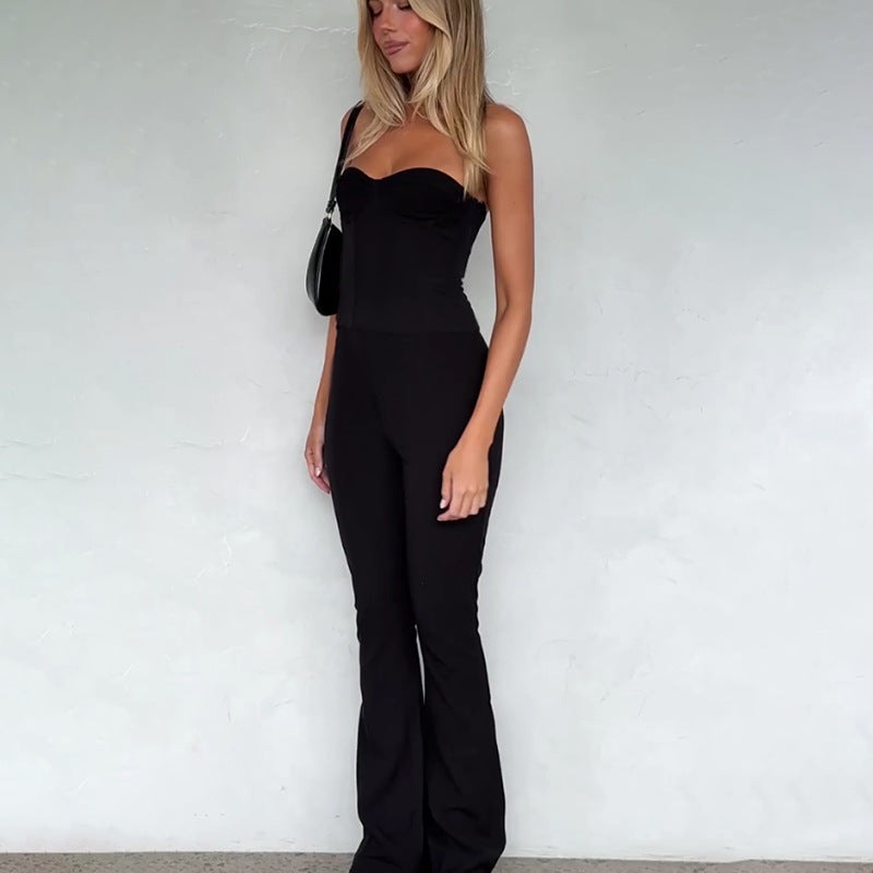 Damen figurbetonter Jumpsuit mit Herzausschnitt und elegantem Schnitt Drune