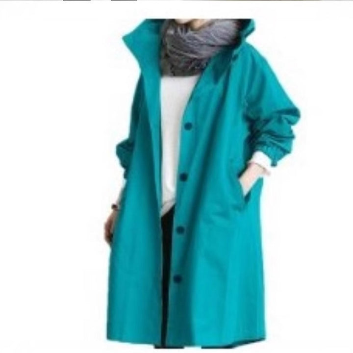 Damen nan leichter Oversize Regenmantel mit Kapuze und verdecktem Verschluss Drune