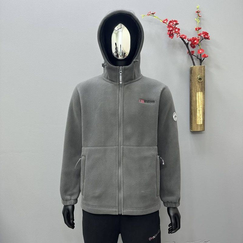 Herren Fleece-Kapuzenjacke mit windabweisender Oberfläche und Reißverschlusstaschen Drune