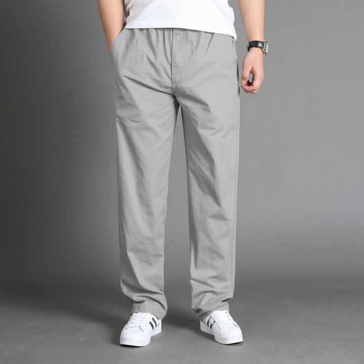 Herren Lässige Canvas-Chinohose mit elastischem Tunnelzugbund, aufgesetzten Taschen & geradem Bein Drune