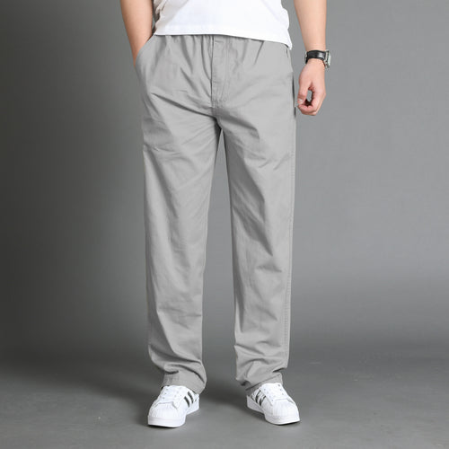 Herren Lässige Canvas-Chinohose mit elastischem Tunnelzugbund, aufgesetzten Taschen & geradem Bein Drune