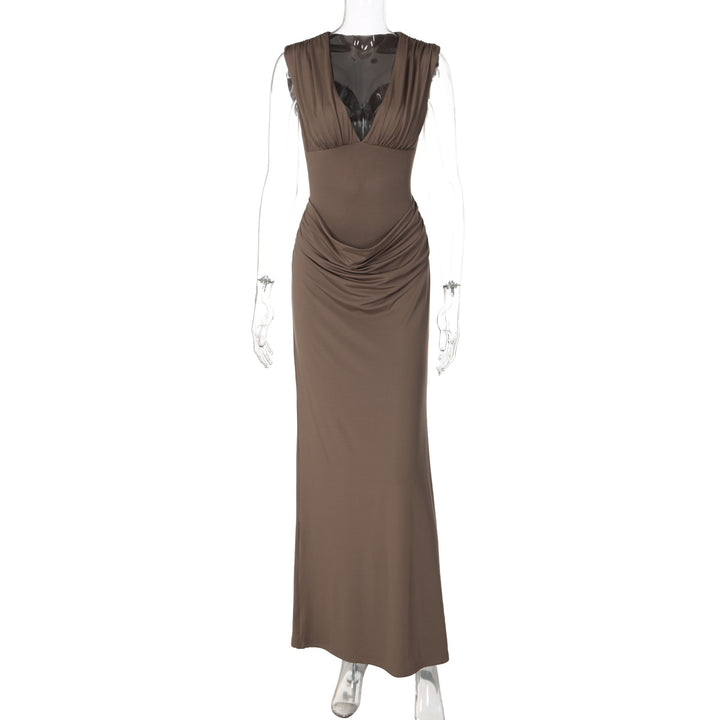 Damen Maxi-Kleid mit eleganter Drapierung Drune