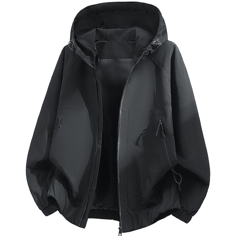 Herren Oversized Kapuzen‑Softshelljacke mit technischer Oberfläche und Kordelzugsaum Drune