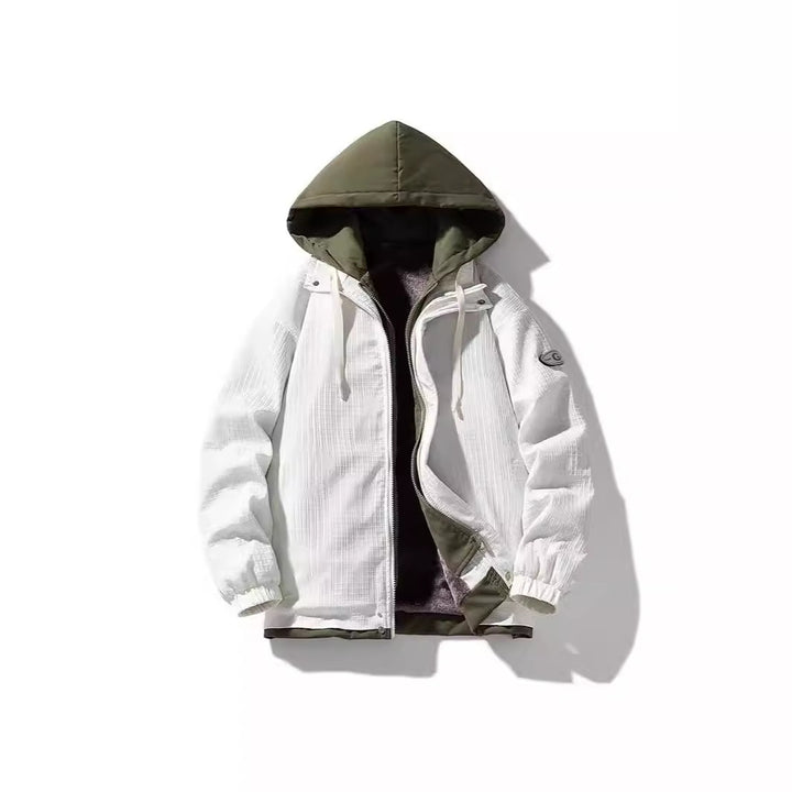 Herren Zweilagige Kapuzenjacke mit Fleece-Innenfutter und Allover-Sketch-Print Drune
