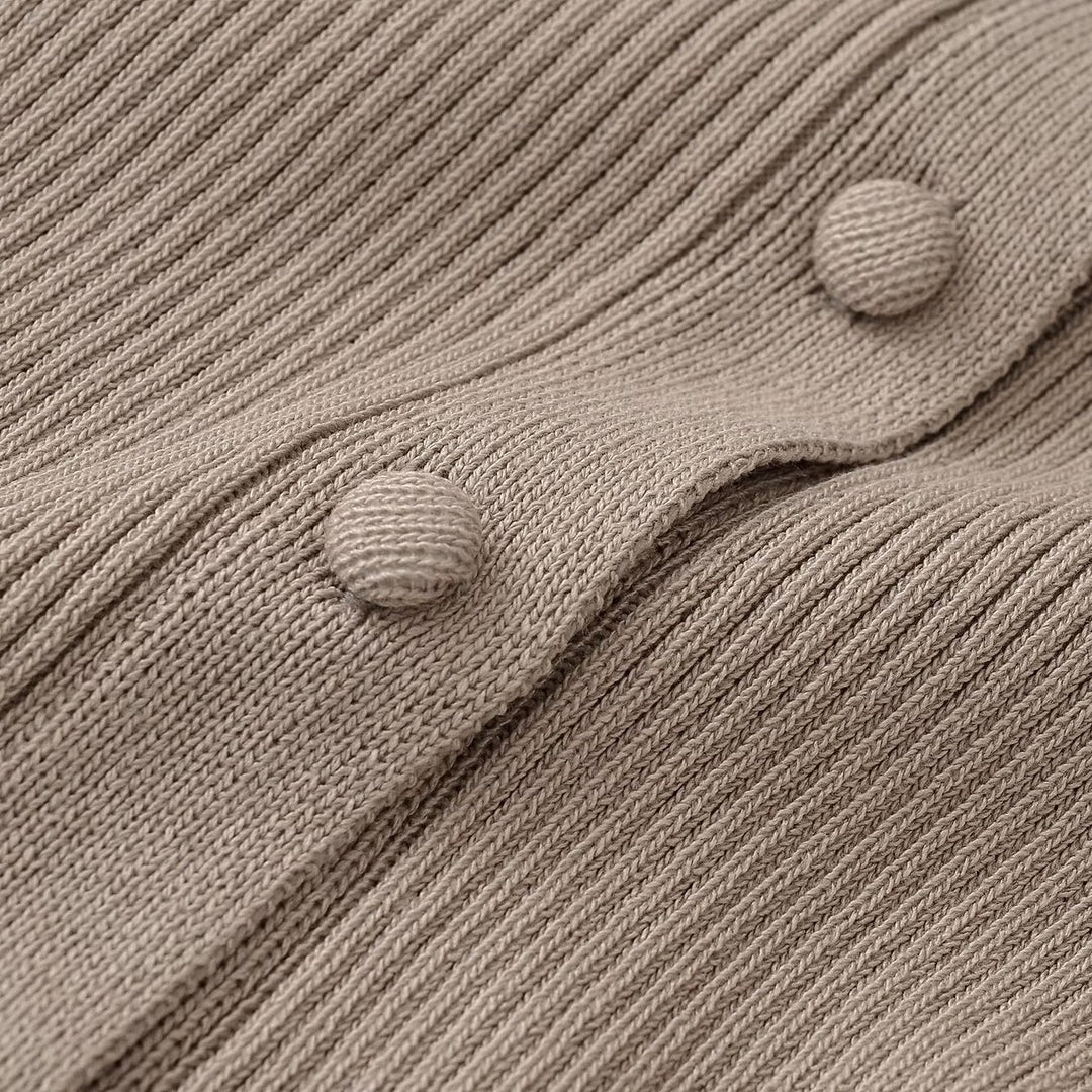 Damen Strukturierter Rippstrick-Cardigan mit Stehkragen und Taillennaht Drune