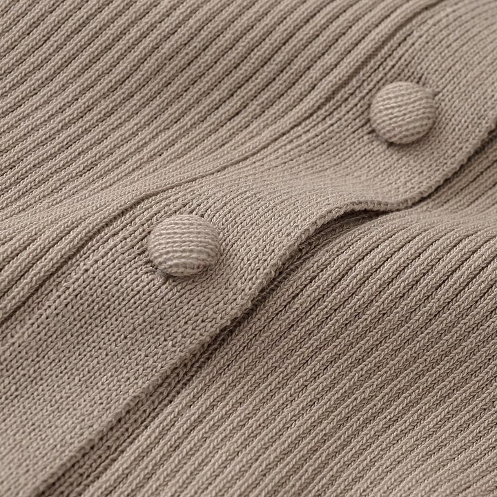 Damen Strukturierter Rippstrick-Cardigan mit Stehkragen und Taillennaht Drune
