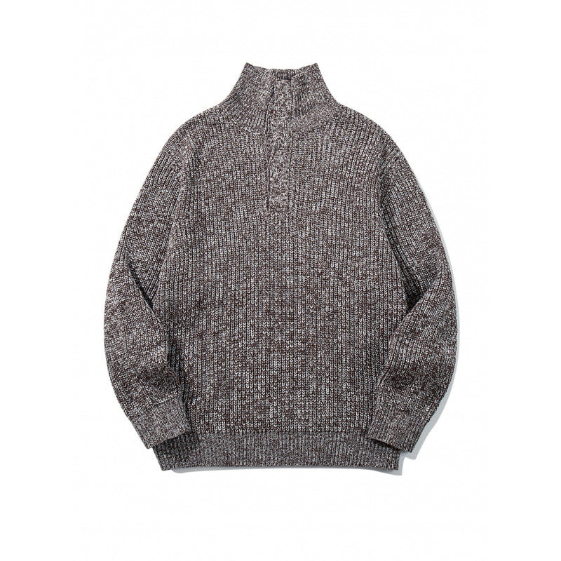 Unisex Grobgestrickter Halfzip-Pullover mit Stehkragen und markanter Rippenstruktur Drune