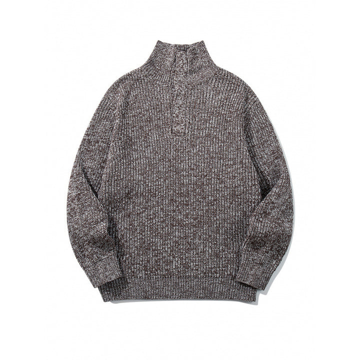 Unisex Grobgestrickter Halfzip-Pullover mit Stehkragen und markanter Rippenstruktur Drune