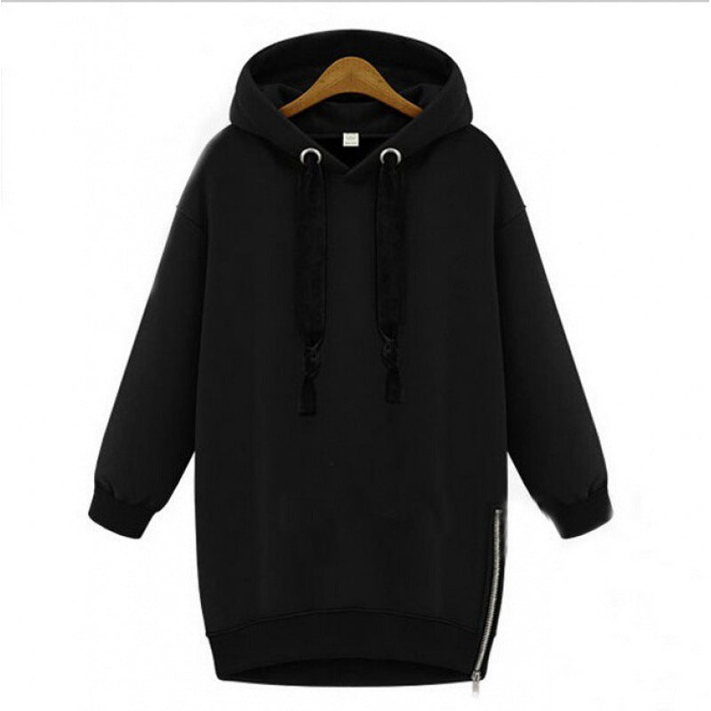 Damen Oversize Kapuzenpullover mit seitlichem Reißverschluss Drune