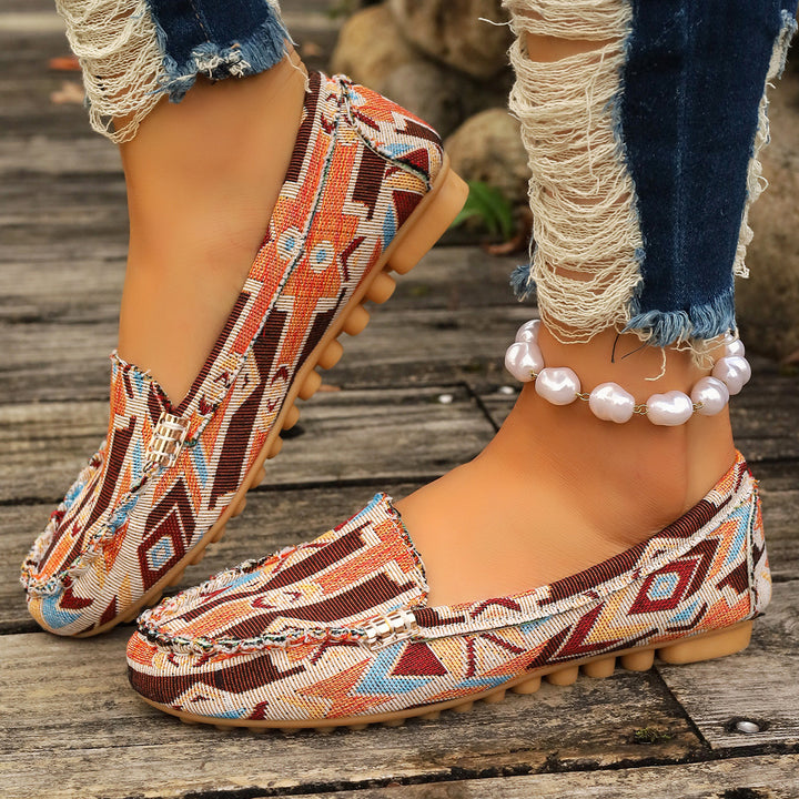 Damen Metallic Mokassin mit Noppenlaufsohle und Ziermetalldetail Drune