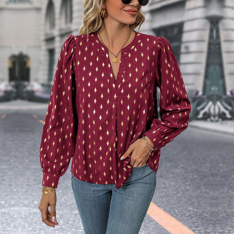 Damen Elegante Bluse mit geometrischem Muster Drune