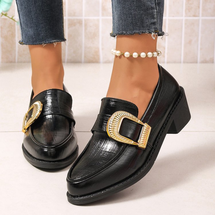 Damen Elegante Mokassins mit Goldschnalle Drune