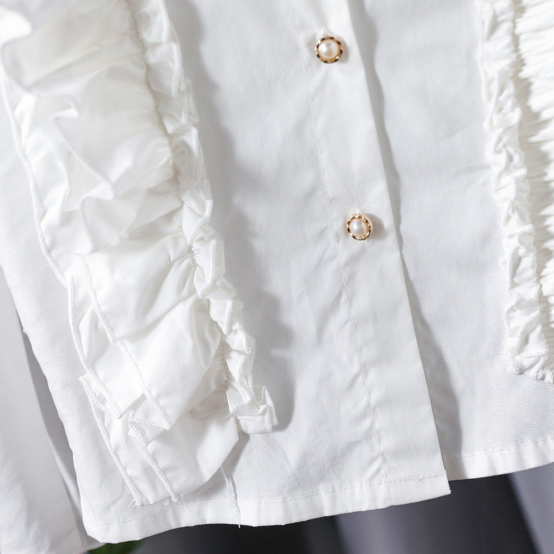 Mädchen Bluse mit Rüschendetails und eleganten Puffärmeln Drune