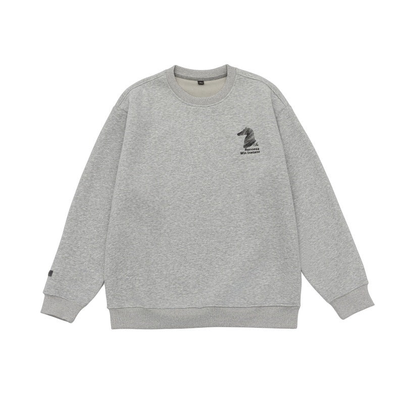 Unisex Oversize‑Sweatshirt mit gesticktem Schachritter‑Logo und gerippten Bündchen Drune