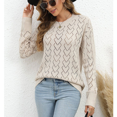 Damen Strickpullover mit zartem Herzmuster Drune