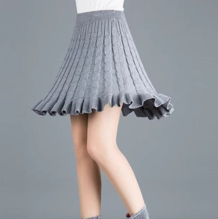 Damen Wellenmuster Midi-Rock aus Strick Drune