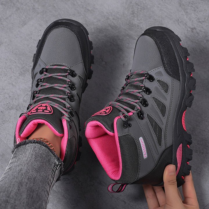 Damen nan wasserdichter knöchelhoher Trekkingstiefel mit atmungsaktivem Netzfutter und gepolstertem Schaft sowie rutschfester Profilsohle Drune