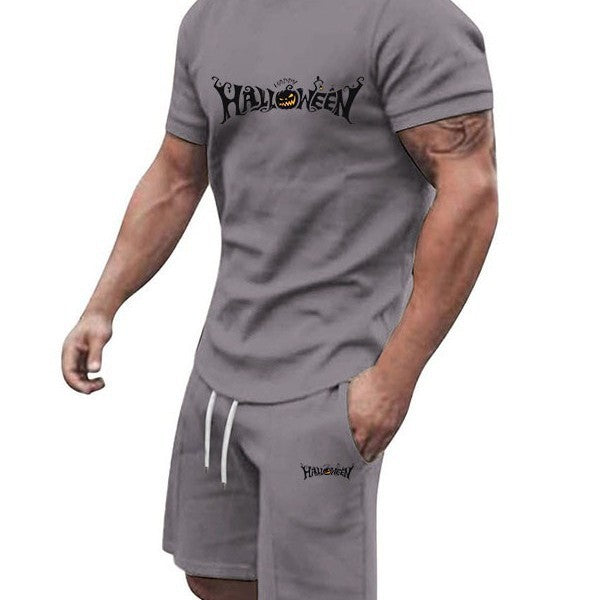 Herren lässiges Halloween-Set mit T-Shirt und Shorts Drune