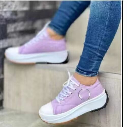 Damen Plateau-Canvas-Sneaker mit verstärkter Zehenkappe, profilierter Gummisohle und gepolstertem Schaft Drune