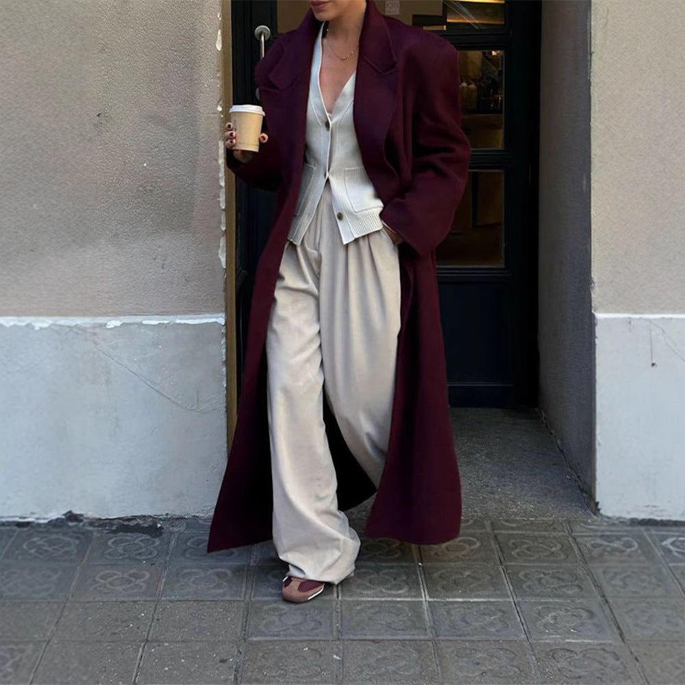 Damen eleganter Wool Coat mit doppelter Knopfleiste Drune