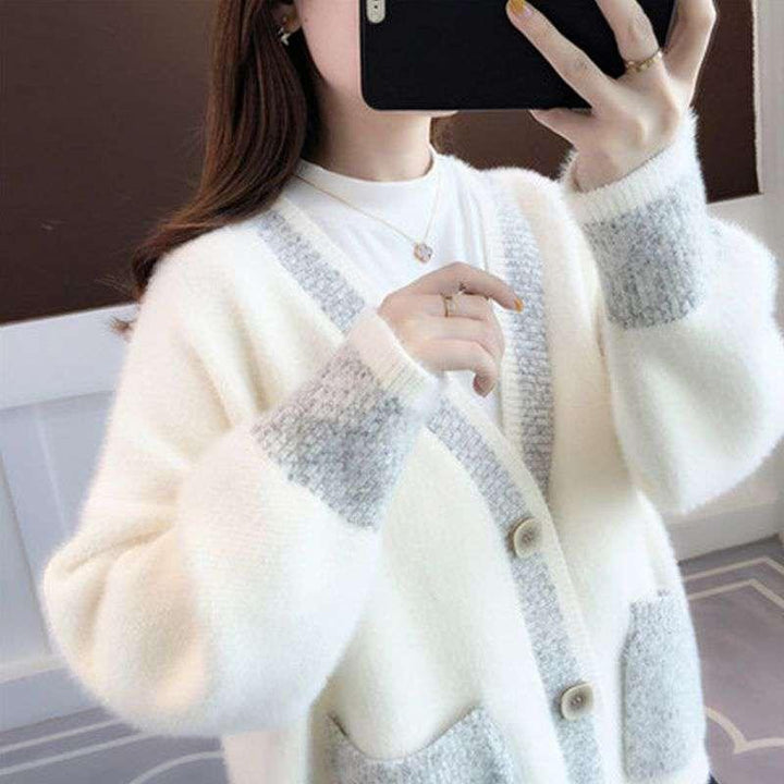 Damen Strickjacke mit modischen Kontrastdetails und tiefen Taschen Drune