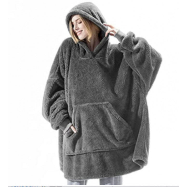 Damen Kuschelige Oversize-Hoodiejacke aus Fleece mit Kängurutasche Drune