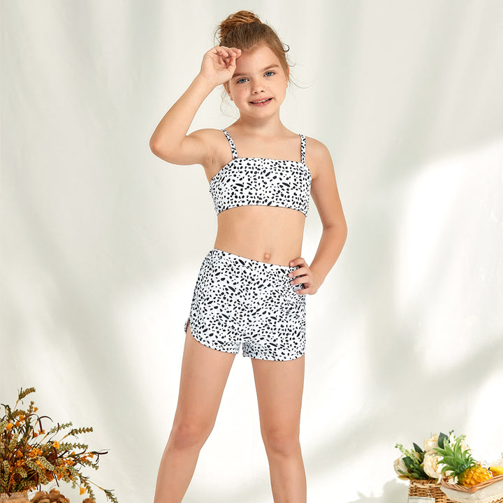 Mädchen Bikini-Set mit modischem Crop-Oberteil und hoch geschnittenen Shorts Drune