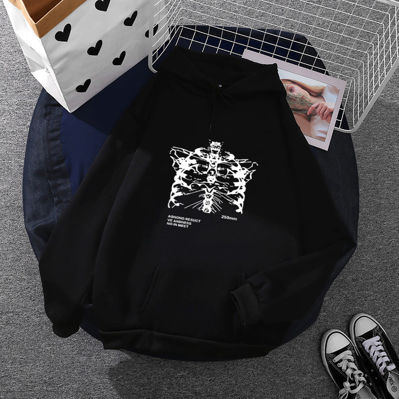 Unisex nan oversized Kapuzenpullover mit anatomischem Grafikprint, Kängurutasche und verstellbarer Kordel Drune