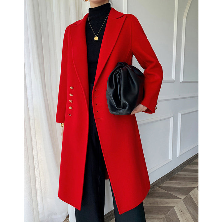 Damen Eleganter Wolle Trenchcoat Drune