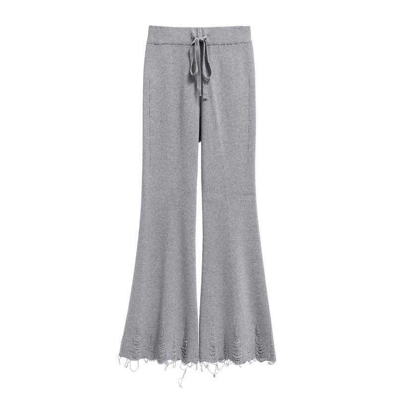 Damen Bequeme und lässige Strickpalazzo-Hose Drune