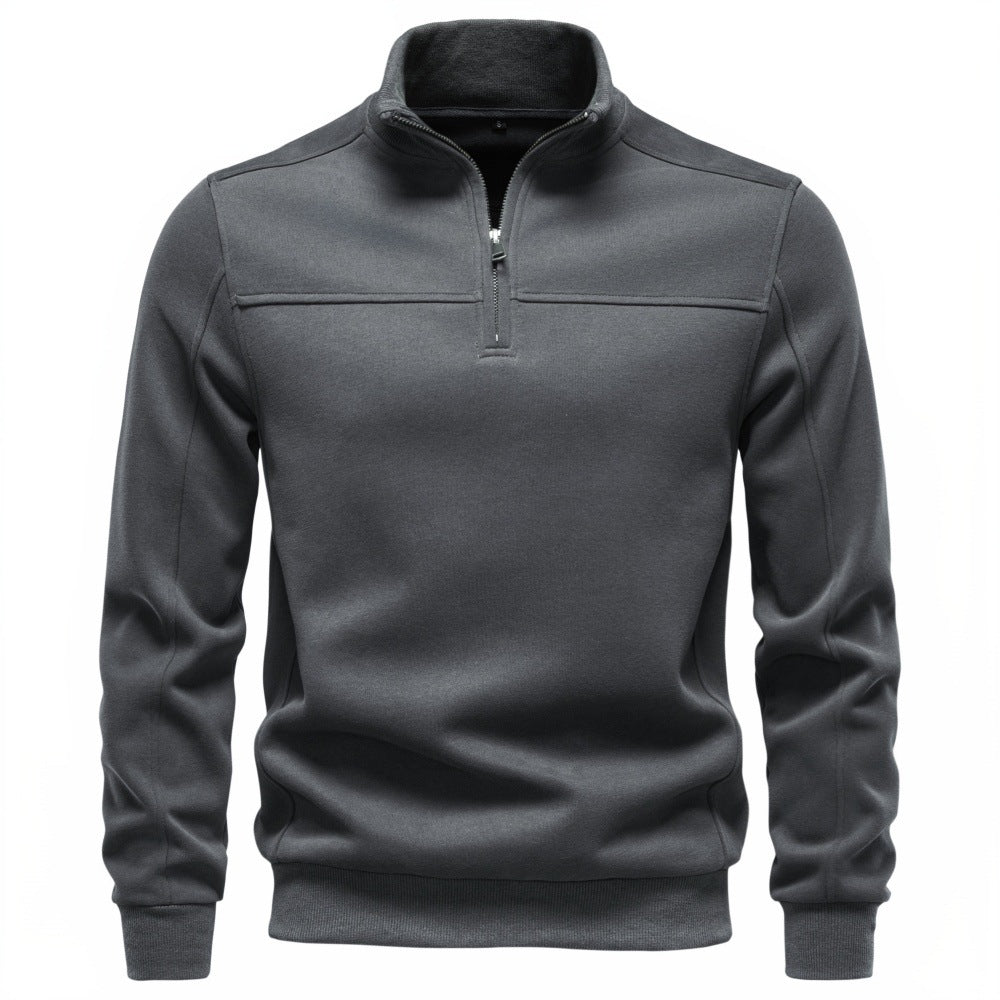 Herren Hochkragen-Sweatshirt mit Halbreißverschluss und Thermofleece-Innenfutter Drune