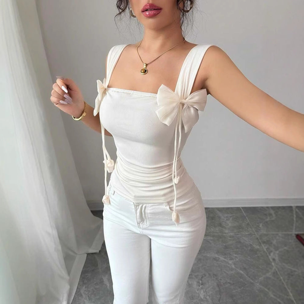 Damen Cropped Top mit verspielten Schleifendetails Drune
