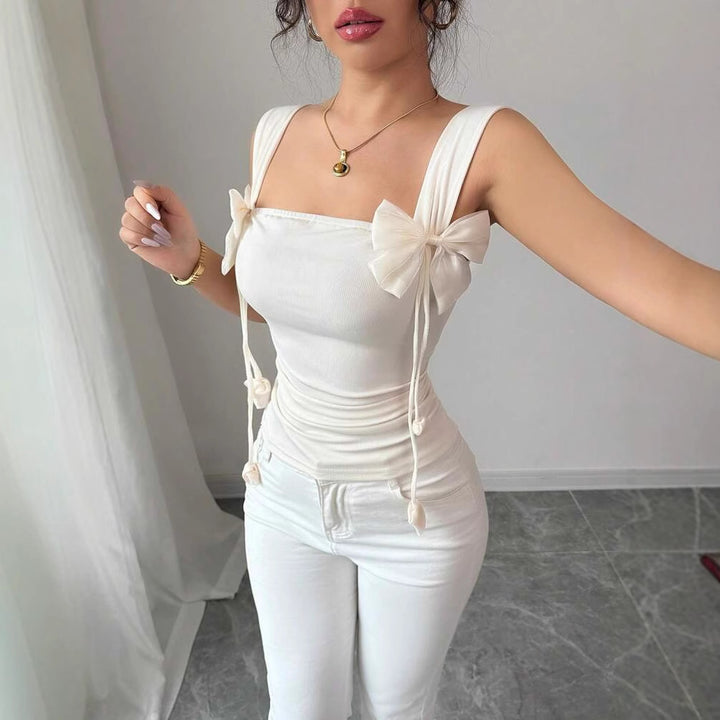 Damen Cropped Top mit verspielten Schleifendetails Drune
