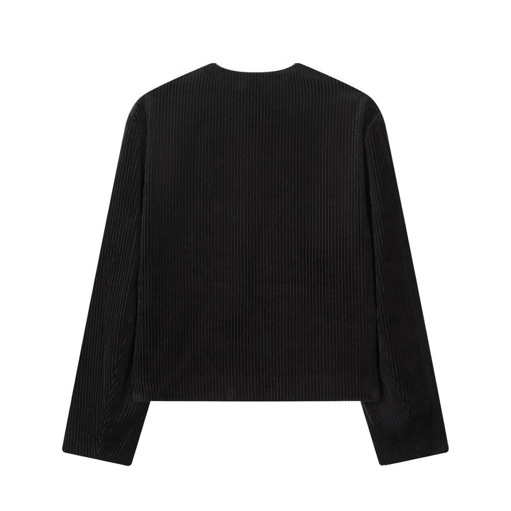 Damen nan kurze Cordjacke mit feiner Breitcord-Struktur, Rundhals und goldenen Zierknöpfen Drune