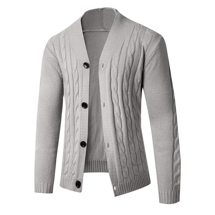 Herren Strickcardigan mit Schalkragen, Zopfmuster und Knopfleiste Drune