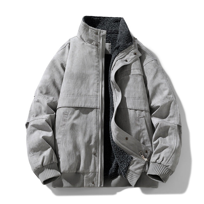 Herren gefütterte Winterjacke mit Teddyfutter, winddichter Außenhülle und bomber-inspirierter Passform Drune