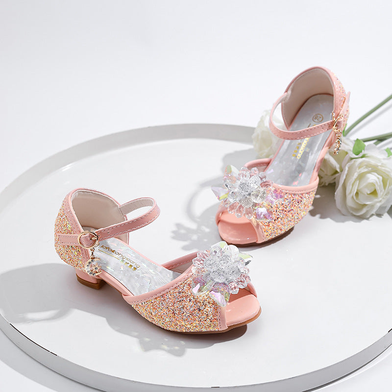 Mädchen Glitzernde Festtagschuhe mit Blumenapplikation Drune