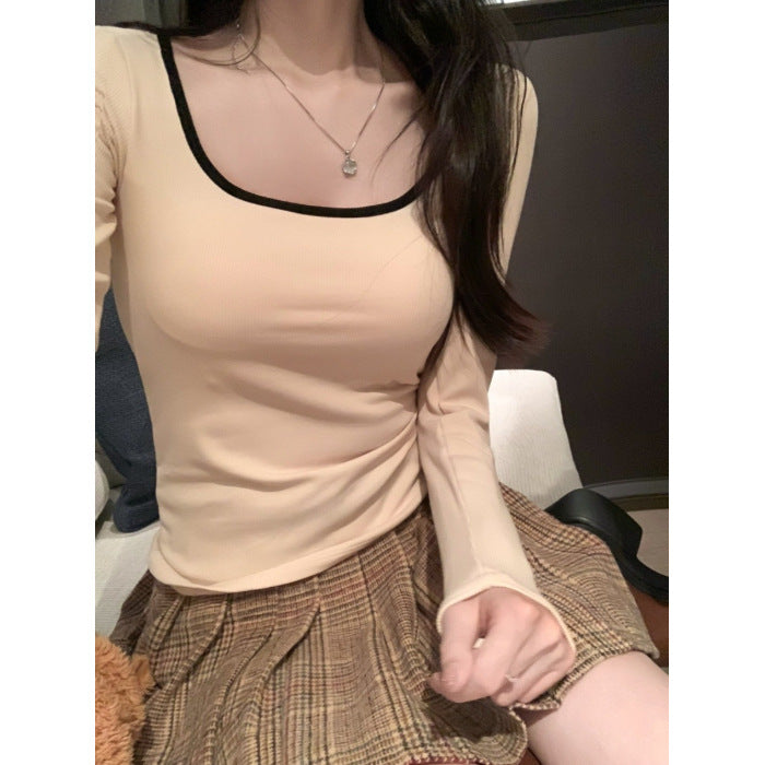 Damen Langarmshirt mit kontrastierendem Ausschnitt Drune