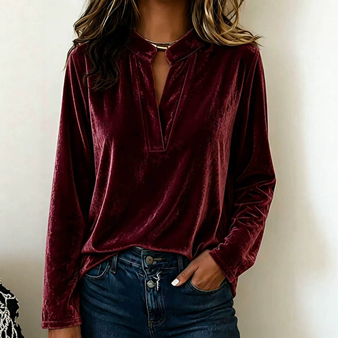 Damen Elegante Veloursbluse Drune