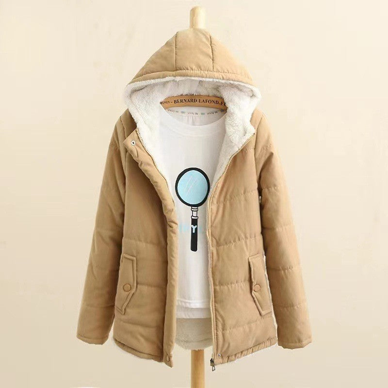 Damen nan gesteppte Kapuzenjacke mit Teddyfutter, verdeckter Druckknopfleiste und Pattentaschen Drune